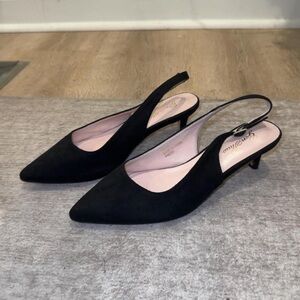 Genshuo Classic Black Slingback Heels